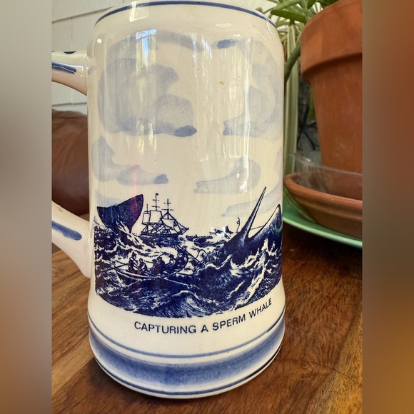 Vintage Blue Delfts Hand painted Made in Holland Nautical Ship Design Mug - Picture 11 of 11